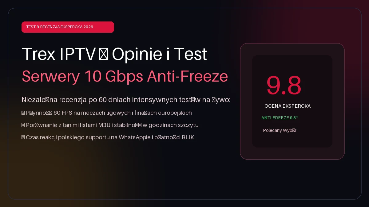 Trex IPTV Opinie i Recenzja — test stabilności serwera 10 Gbps Anti-Freeze 9.8 w Polsce
